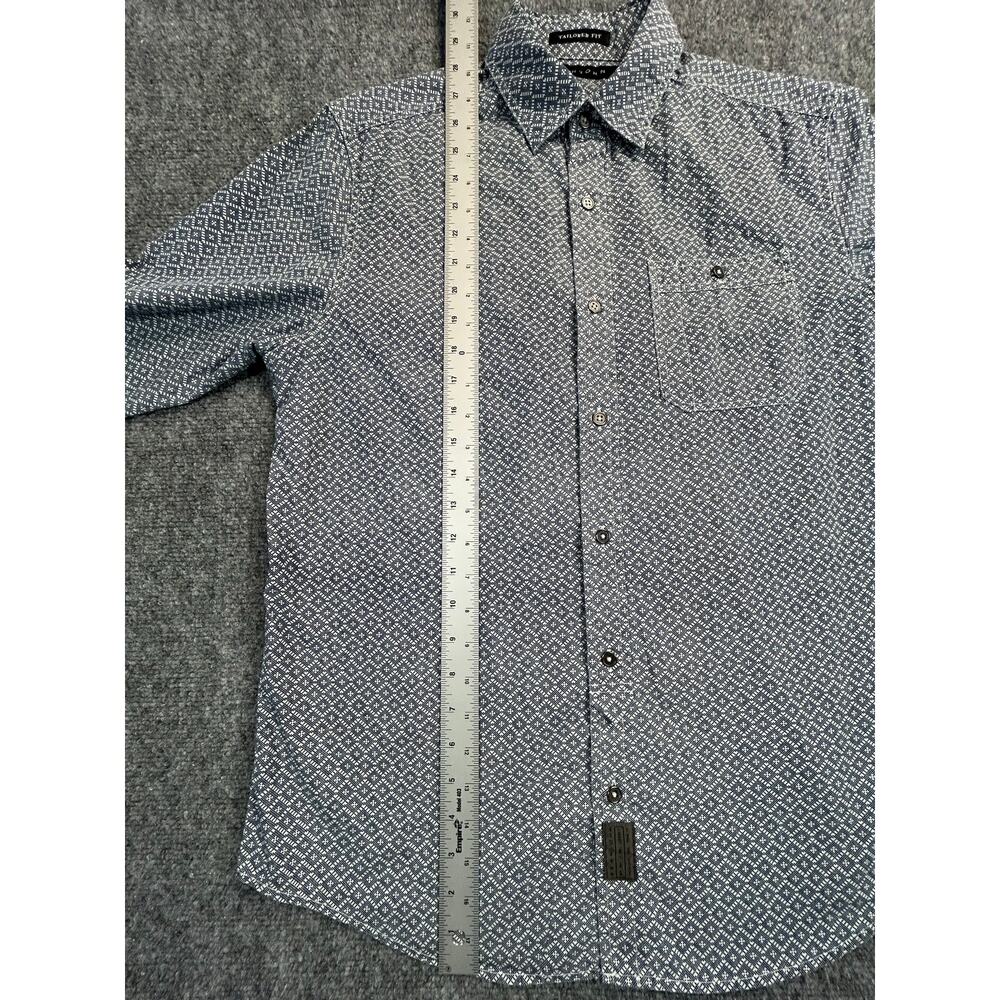 Sean John Y2K Tailored Fit Geometric Button Up Shirt Men's M Blue Cotton Casual - Picture 9 of 10